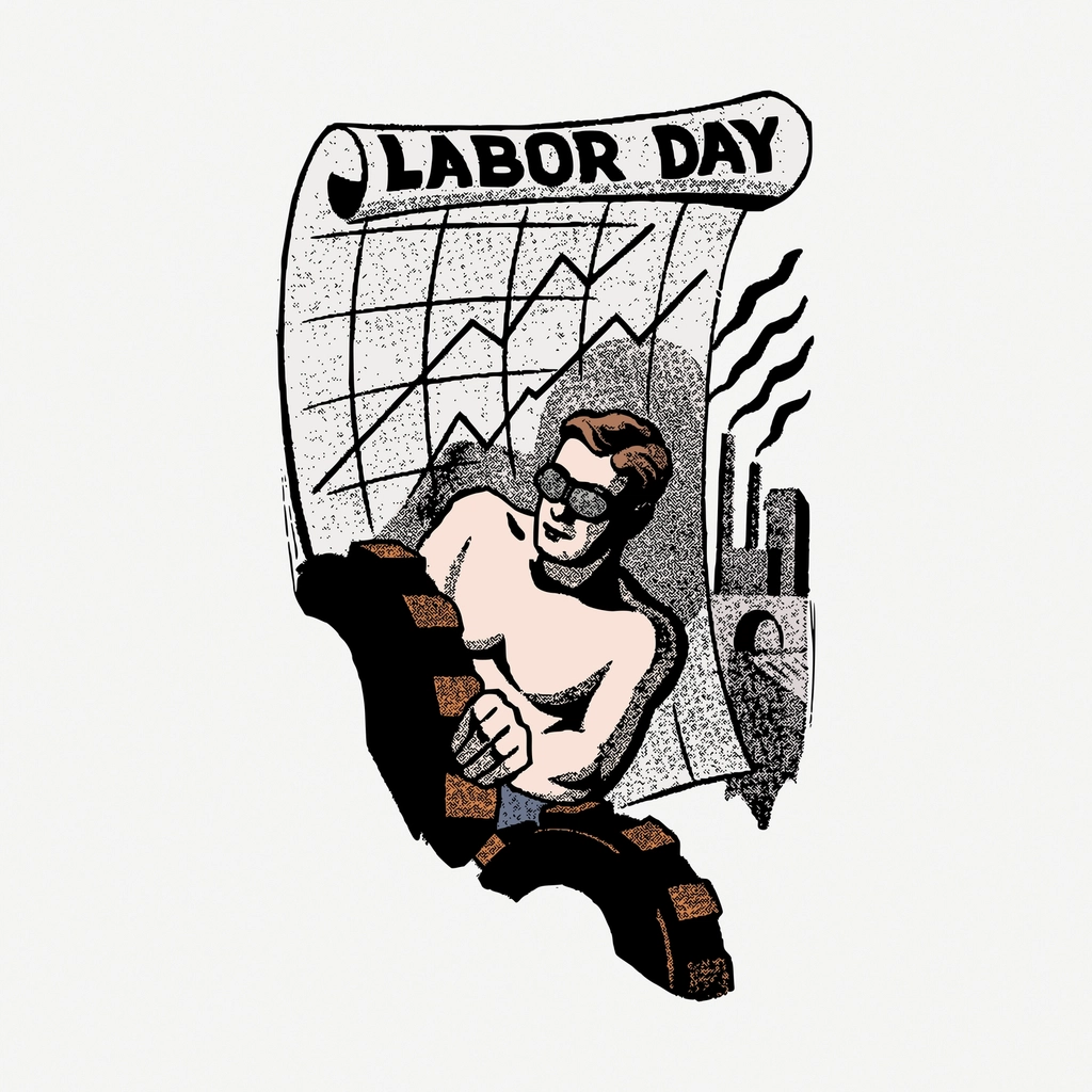 Labor Day clipart, vintage illustration